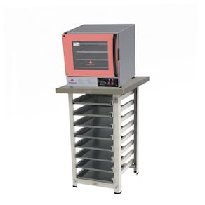 KIT - Forno Turbo Elétrico PRP-004 Plus 127V Rosa + Bancada MES-004 + 8 Assadeiras - Progás