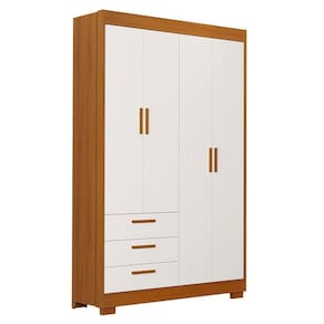 Guarda Roupa Infantil Zaki 4 Portas E 3 Gavetas Branco Fosco-savana - Reller Móveis Branco Fosco-savana