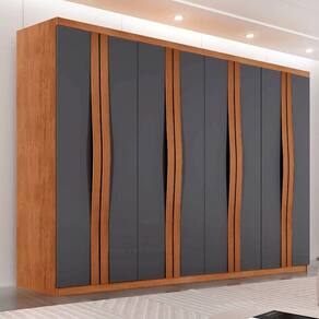 Guarda Roupa Casal Dunas Com 8 Portas E 4 Gavetas Moderna Naturalle Grafite