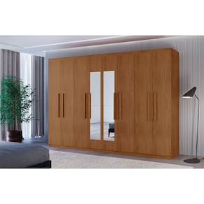 Guarda Roupa Casal Hera Premium Com Espelho 8 Portas Moderna Naturalle