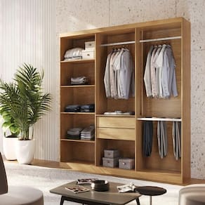 Closet Casal Hera 2 Gavetas 5 Prateleiras Mdf Rufato Imbuia