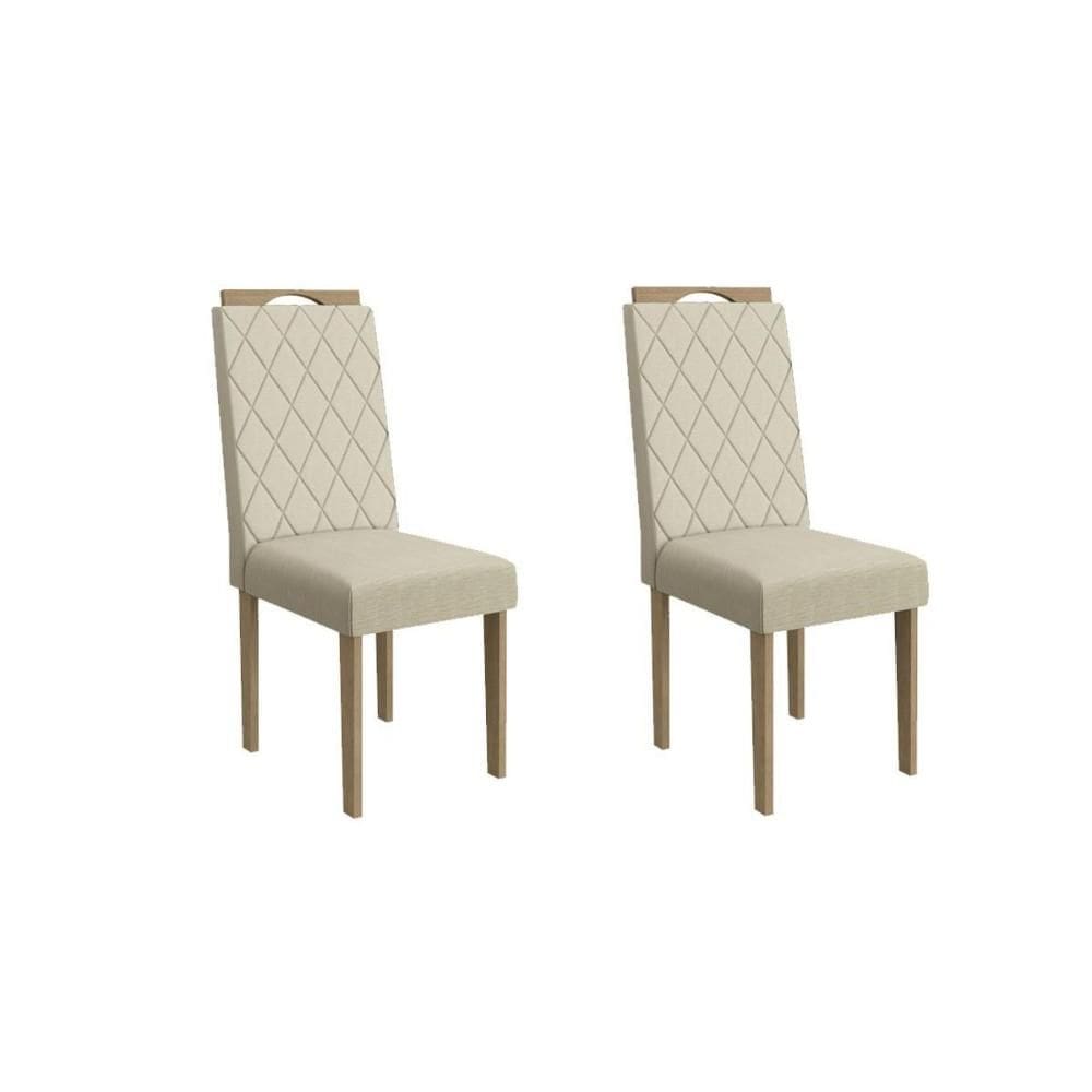 Cadeira Sala de Jantar 2CAD153EA Kit 2 Un Carvalho/Linho Bege - Kappesberg