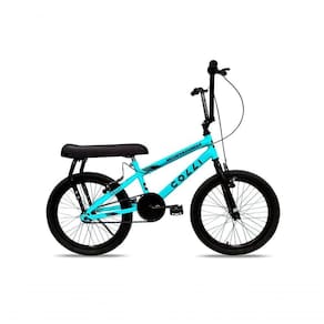 Bicicleta Colli Montadinha Aro 20 Selim Mobik Bagageiro Cor Amarelo Neon Tamanho Do Quadro 12 Azul Claro