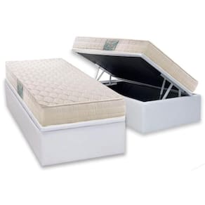 Conjunto Box Baú Solteiro: Colchão Espuma Herval D45 Droom + Base CRC Courano White (88x188)