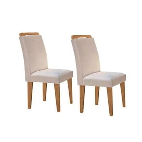 Cadeira Sala de Jantar Athenas Kit 2 Un Madeira Capuccino/Suede Creme - Rufato