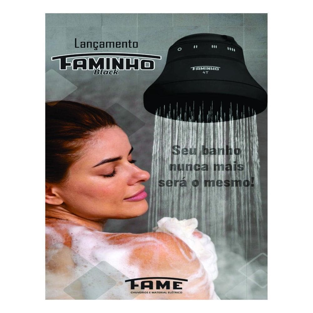 Ducha Faminho 4T Black 127V 5400W C/Cano 30Cm