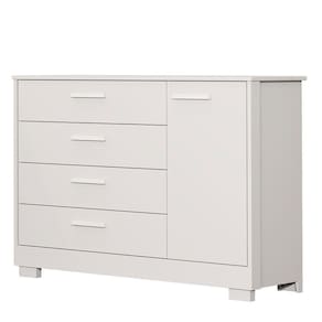 Cômoda Infantil Zaki 1 Porta E 4 Gavetas Branco Fosco - Reller Móveis Branco Fosco
