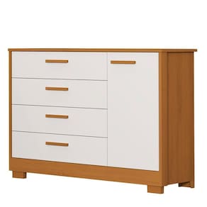 Cômoda Infantil Zaki 1 Porta E 4 Gavetas Branco Fosco-savana - Reller Móveis Branco Fosco-savana