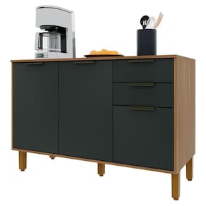 Balcão De Cozinha Toronto 120cm 3 Portas E 2 Gavetas Freijó-chumbo Com Tampo Mdp - Indékes Freijó-chumbo
