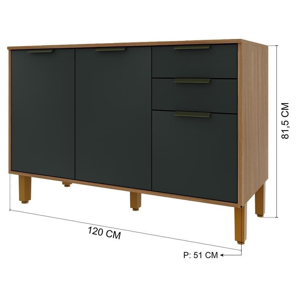 Balcão De Cozinha Toronto 120cm 3 Portas E 2 Gavetas | Casas Bahia