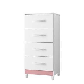 Cômoda Mobi 4 Gavetas Branco-rosa - Móveis Albatroz Branco-rosa
