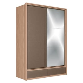 Guarda Roupa Solteiro Volpe 2 Portas Deslizantes Wood-terracota Com Espelho - Santos Andirá Wood-terracota