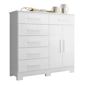 Cômoda Xangai 2 Portas E 6 Gavetas Branco - Móveis Albatroz Branco