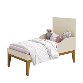 Dormitório Infantil Classic 2 Portas, Cômoda 1 Porta E Berço Areia Fosco Com Pés Amadeirado - Reller Móveis Areia Fosco