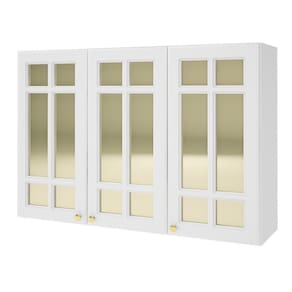 Armário Aéreo Firenze 120cm 3 Portas Branco Com Vidro Reflecta - Indékes Branco