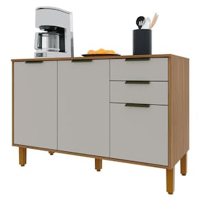 Balcão De Cozinha Toronto 120cm 3 Portas E 2 Gavetas Freijó-off White Com Tampo Mdp - Indékes Freijó-off White