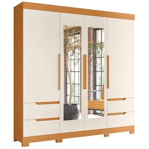 Guarda Roupa Casal Vivacce 4 Portas E 4 Gavetas Cinamomo-off White Com Espelho - Móveis Albatroz Cinamomo-off White