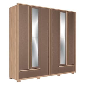 Guarda Roupa Casal Torino 6 Portas Wood-terracota Com Espelho E Pés - Santos Andirá Wood-terracota