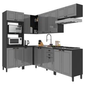 Cozinha Modulada De Canto Firenze 7 Peças Com Torre Quente 2 Fornos Chumbo-titânio - Indékes Chumbo-titânio