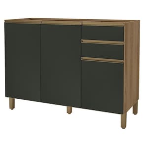 Balcão De Cozinha Dinamarca 120cm 3 Portas E 2 Gavetas Castani-chumbo Sem Tampo - Indékes Castani-chumbo