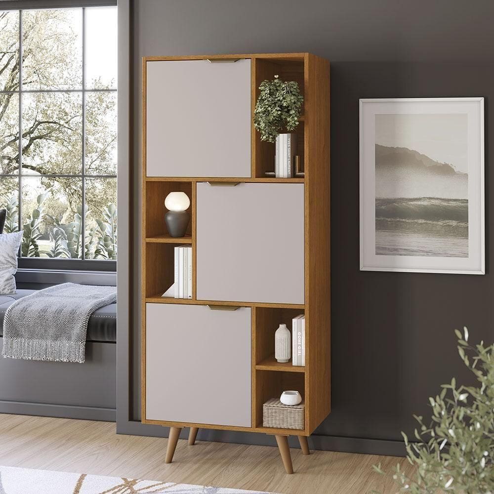 Estante Livreiro Office Aliança Com 3 Portas 5 Nichos | Casas Bahia
