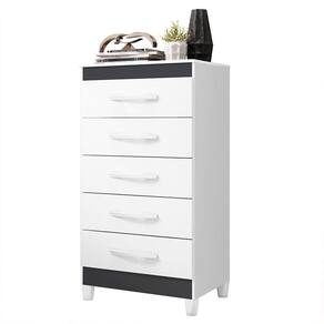 Cômoda Esmeralda 5 Gavetas Branco-titanium - Móveis Albatroz Branco-titanium