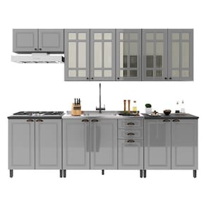Cozinha Modulada Firenze 6 Peças Com Balcões 80cm Chumbo-titânio - Indékes Chumbo-titânio