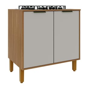 Balcão Para Cooktop Toronto 80cm 2 Portas Freijó-off White Com Tampo Mdp - Indékes Freijó-off White