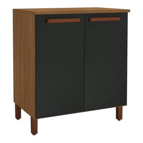 Balcão De Cozinha Monza 80cm Freijó-chumbo Com Tampo Mdf - Indékes Freijó-chumbo