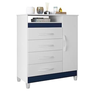 Cômoda Turquesa 1 Porta E 4 Gavetas Quadriflex Branco-azul Matte - Móveis Albatroz Branco-azul Matte