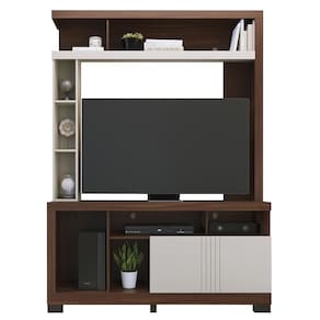 Estante Home Theater Elba Nogueira Real-off White Matte Para Até 50? - Colibri Nogueira Real-off White Matte