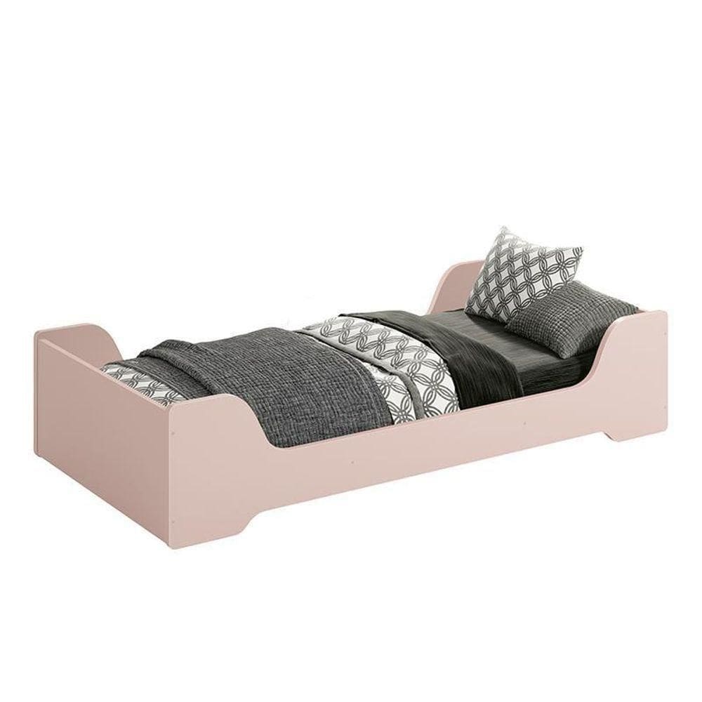 Cama Evolutiva 2 Em 1 Zaki Rosa Fosco Com Colchão D33 - Reller Móveis Rosa Fosco