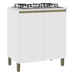 Balcão De Cozinha Dinamarca 80cm 2 Portas Branco Com Tampo Mdp - Indékes Branco