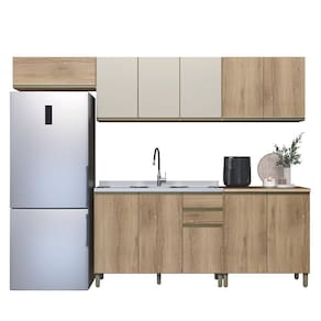 Cozinha Modulada Dinamarca 5 Peças Com Balcão 120cm Castani Sem Tampo - Indékes Castani