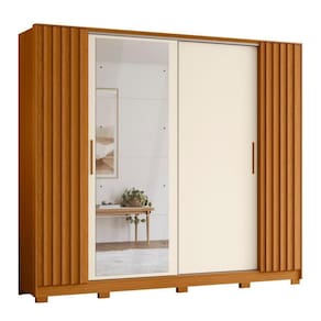 Guarda Roupa Casal Jacarandá 4 Portas Cinamomo-off White Com 4 Espelhos - Móveis Albatroz Cinamomo-off White