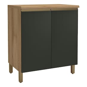 Balcão De Cozinha Dinamarca 80cm 2 Portas Castani-chumbo Com Tampo Mdp - Indékes Castani-chumbo