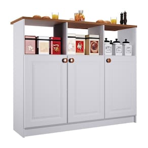 Bancada Ilha Mesa Firenze 120cm 3 Portas Branco - Indékes Branco