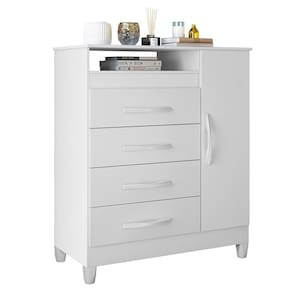 Cômoda Turquesa 1 Porta E 4 Gavetas Quadriflex Branco - Móveis Albatroz Branco