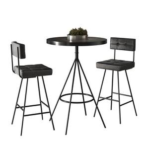 Conjunto Mesa Bistrô Viena E 2 Banquetas Madri 93cm Preto - Salaone Preto