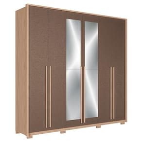 Guarda Roupa Casal Genova 6 Portas Wood-terracota Com Espelho E Pés - Santos Andirá Wood-terracota