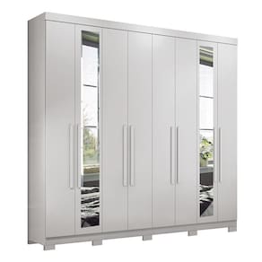 Guarda Roupa Casal Master New 8 Portas Branco Com Espelho E Pés - Santos Andirá Branco