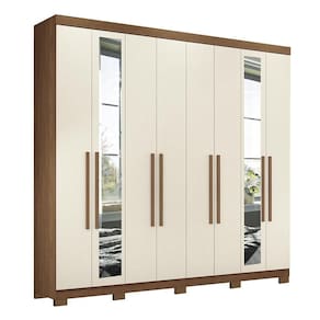 Guarda Roupa Casal Master New 8 Portas Jatobá-areia Com Espelho E Pés - Santos Andirá Jatobá-areia