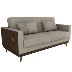 Sofa Cama 2 Lugares 203 Cm Esther Veludo Corino Milani Store Marrom Whisk
