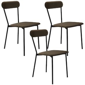 Kit 03 Cadeiras Estofada Para Sala De Jantar Liora Preto C01 Veludo Marrom Sand - Lyam Decor