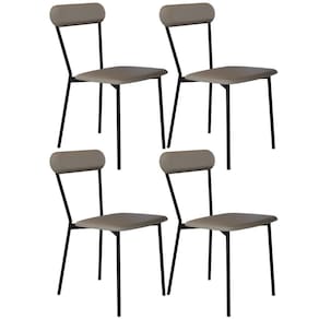 Kit 04 Cadeiras Estofada Para Sala De Jantar Liora Preto C01 Courino Cinza - Lyam Decor