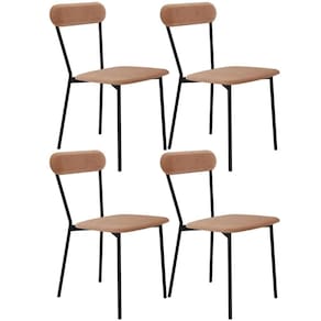 Kit 04 Cadeiras Estofada Para Sala De Jantar Liora Preto C01 Veludo Bege - Lyam Decor