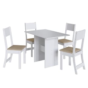 Mesa De Jantar Karla 108x68 Com Tampo Em Mdp E 4 Cadeiras Branco-bege - Indekés Branco-bege