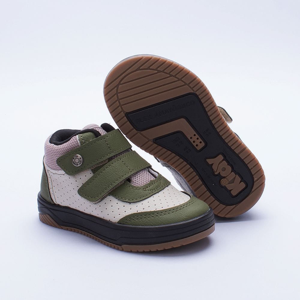 Tênis Kidy Happy Verde Militar/Bege 