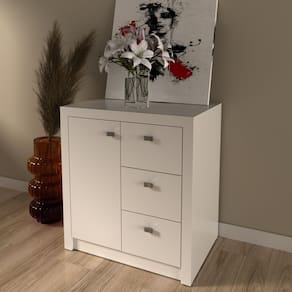 Balcão para Escritório 68cm com 1 Porta e 3 Gavetas