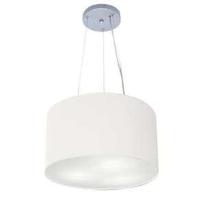 Lustre Pendente Cilíndrico Md-4009 Cúpula em Tecido 40x21cm Branco - Bivolt